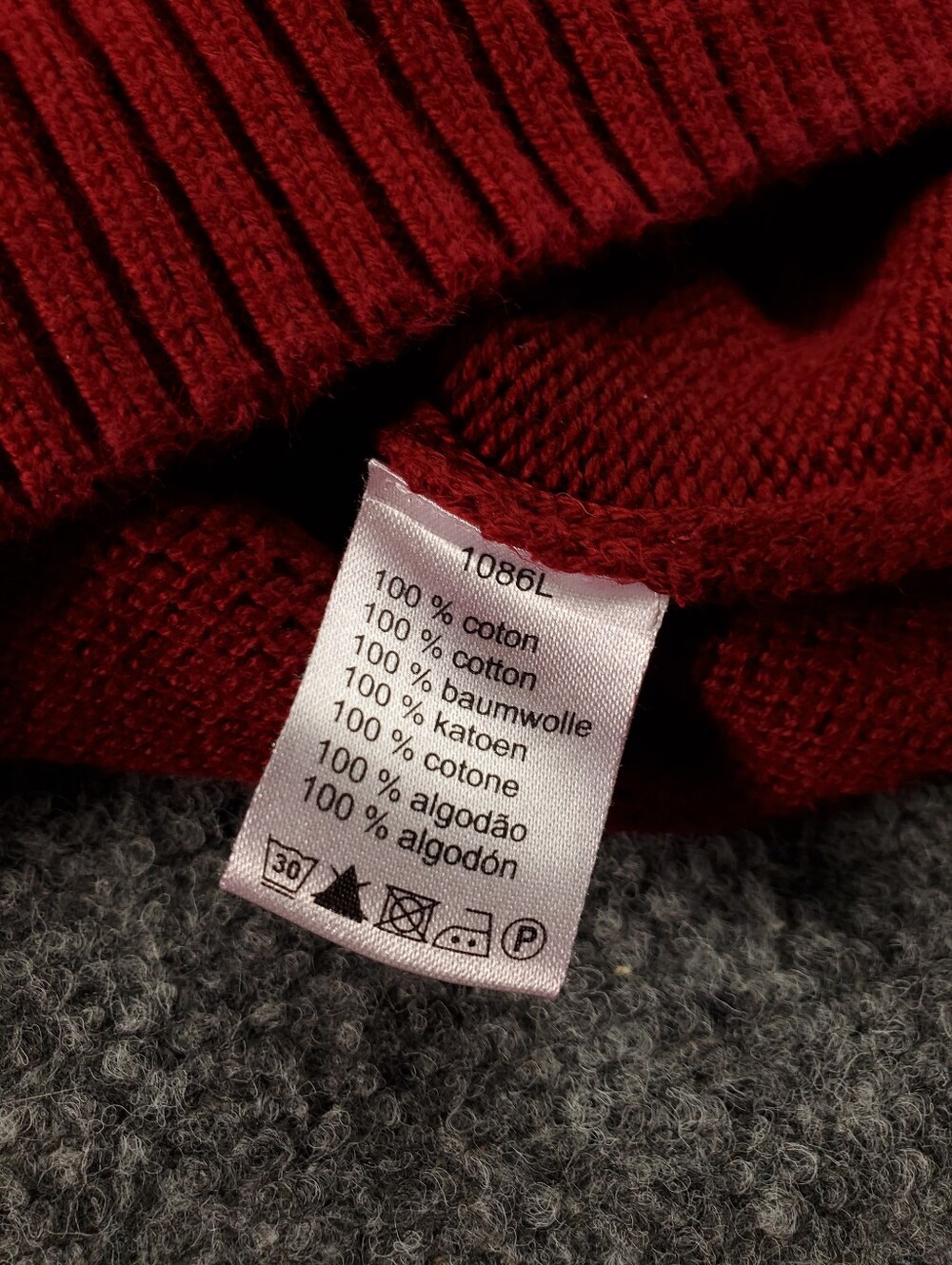 Lacoste Quarter Zip Sweater Medium 4 Textured Cotton Knit Moc Neck Red Pullover - Picture 9 of 10
